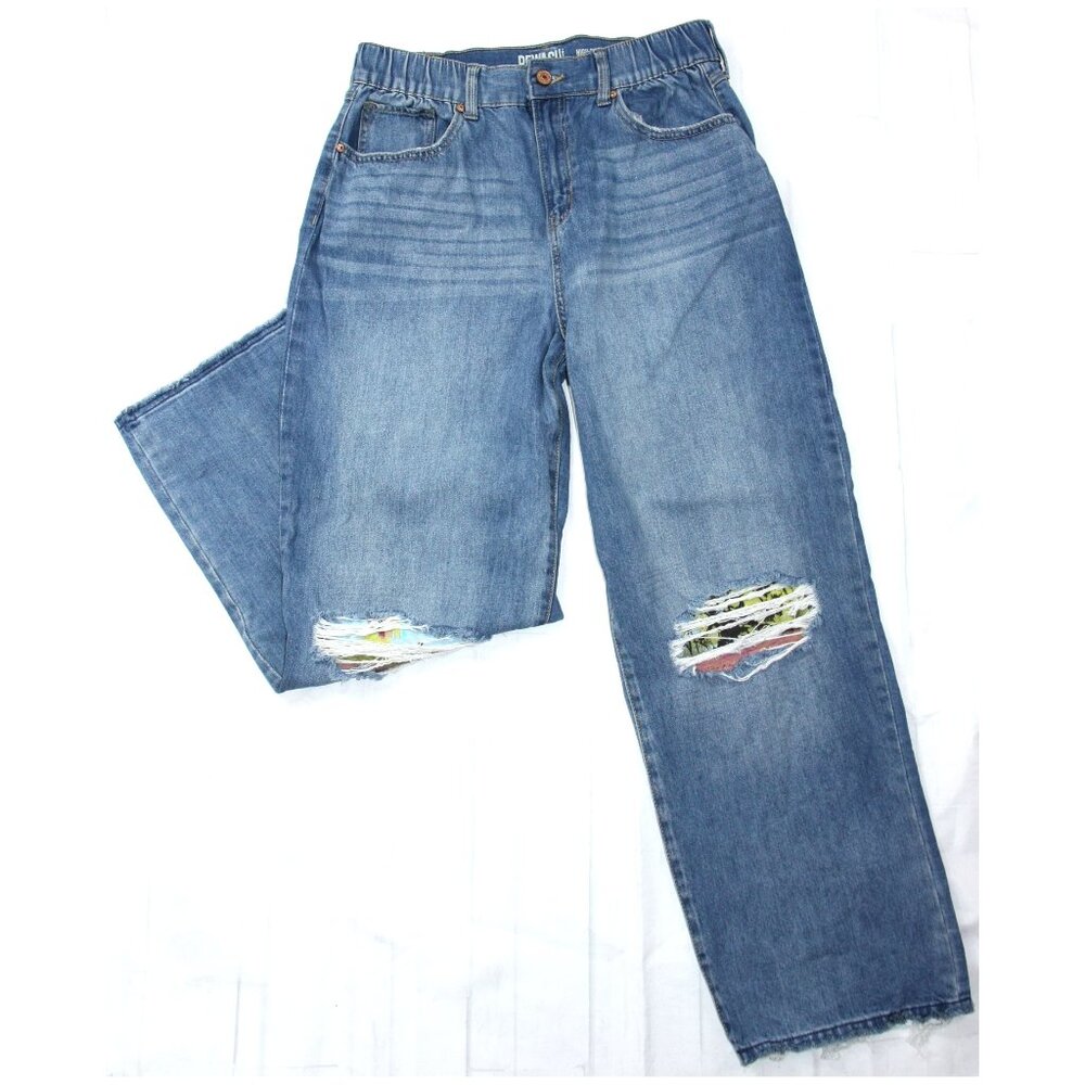 Rewash High Rise Vintage Reunion Stretch Distressed Medium Wash Wide Leg Jean 11